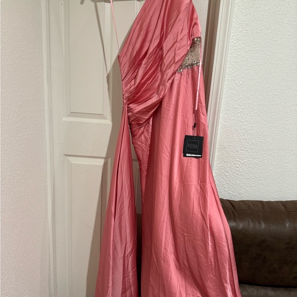 Mac Duggal One Shoulder Embellished Satin Gown - Picture 2 of 6